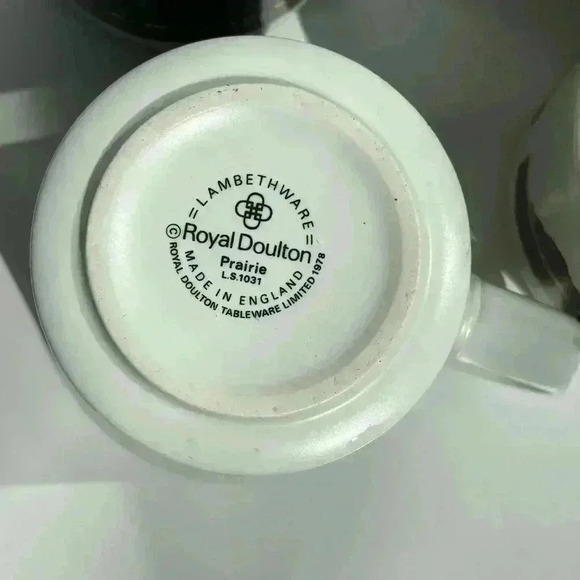 Set of 6 1978 Royal Doulton Lambethware Stoneware LS1031 Prairie  cups - Picture 5 of 7
